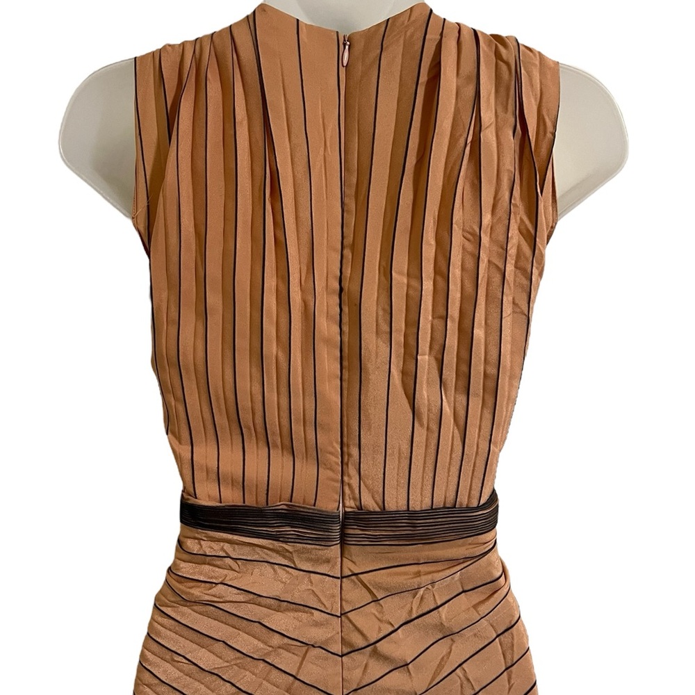 DION LEE Sunray Plunge Dress Pinstripe Pleating Sleeveless in Clay Size 2 US - Picture 7 of 15